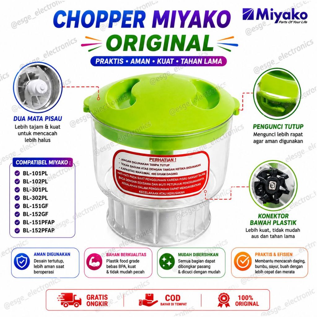 ORIGINAL CHOPPER DAGING MIYAKO CH 501 BL 301 BL 302 GILINGAN DAGING MIYAKO BLENDER DAGING MIYAKO CH 
