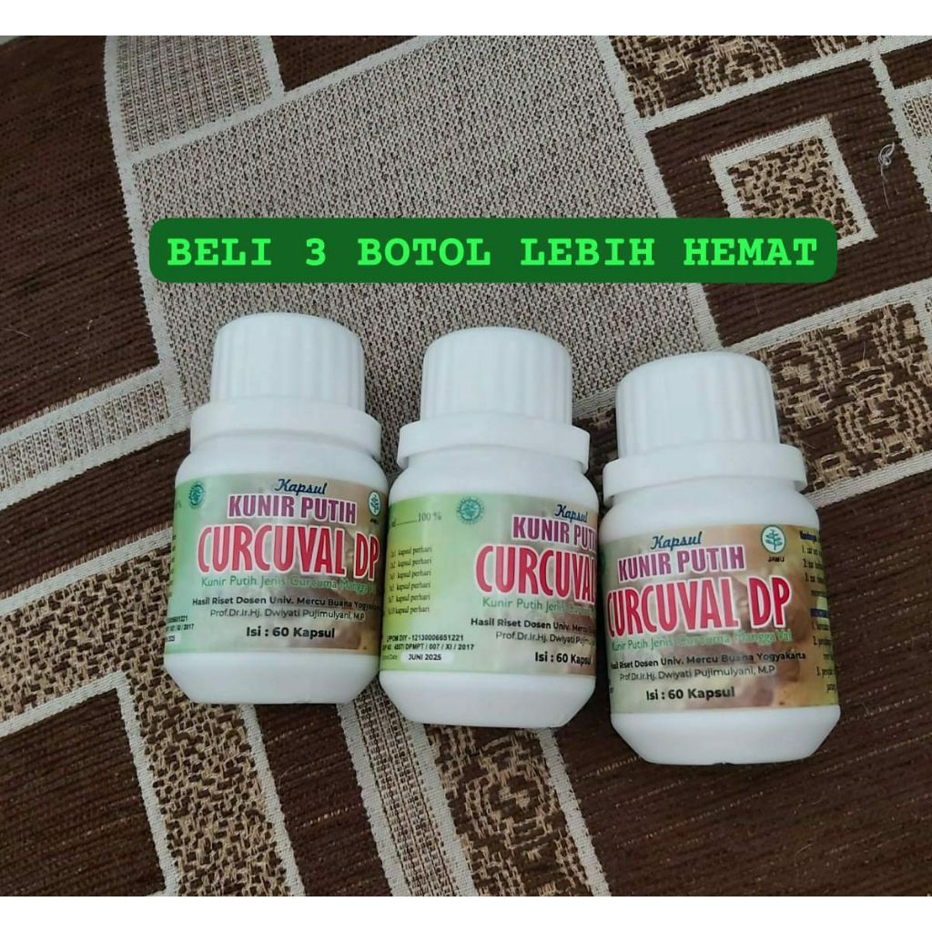 Kunir putih Curcuval DP original Prof Dwiyati /kunyit putih kapsul (paket 3 btl ) lebih hemat . Agen
