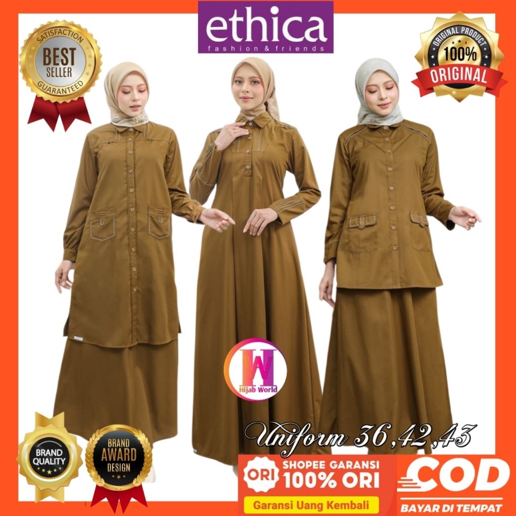 ETHICA Uniform 36 Seragam PNS Setelan Tunik Baju Gamis PNS Uniform 43 - Baju Seragam ASN - Baju Sera