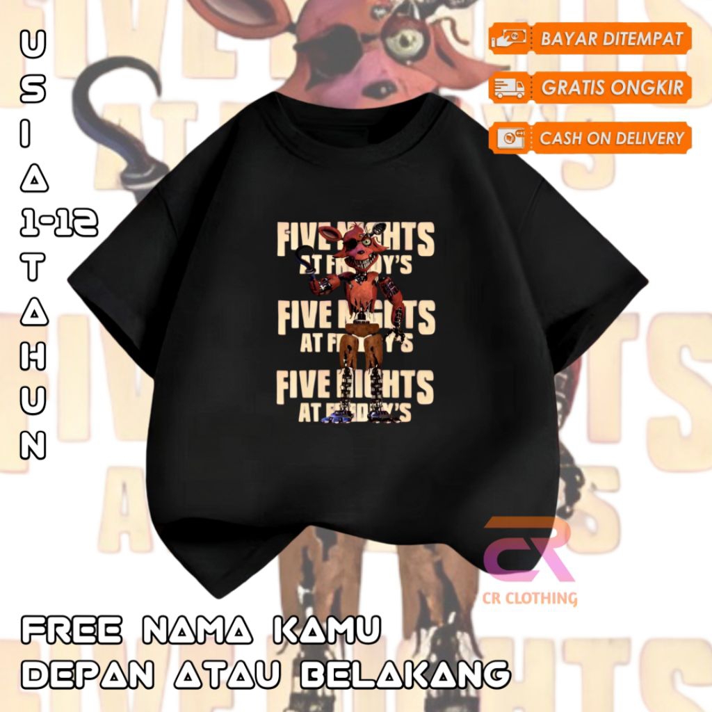 Baju Anak Fnaf Kaos Anak Fnaf Five Nights At Freddy's Foxy