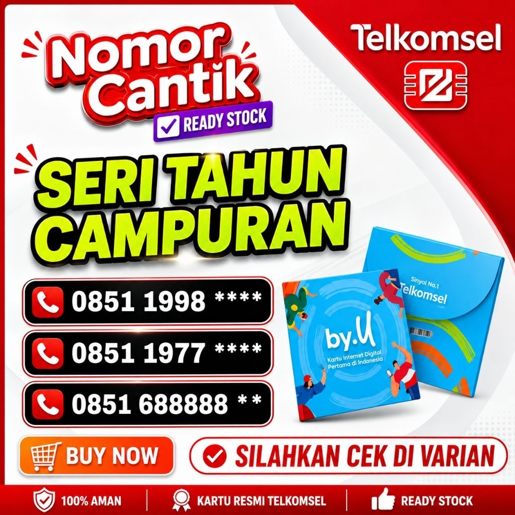 nomor cantik kartu perdana telkomsel by.u seri tahun 0851 7737 ***