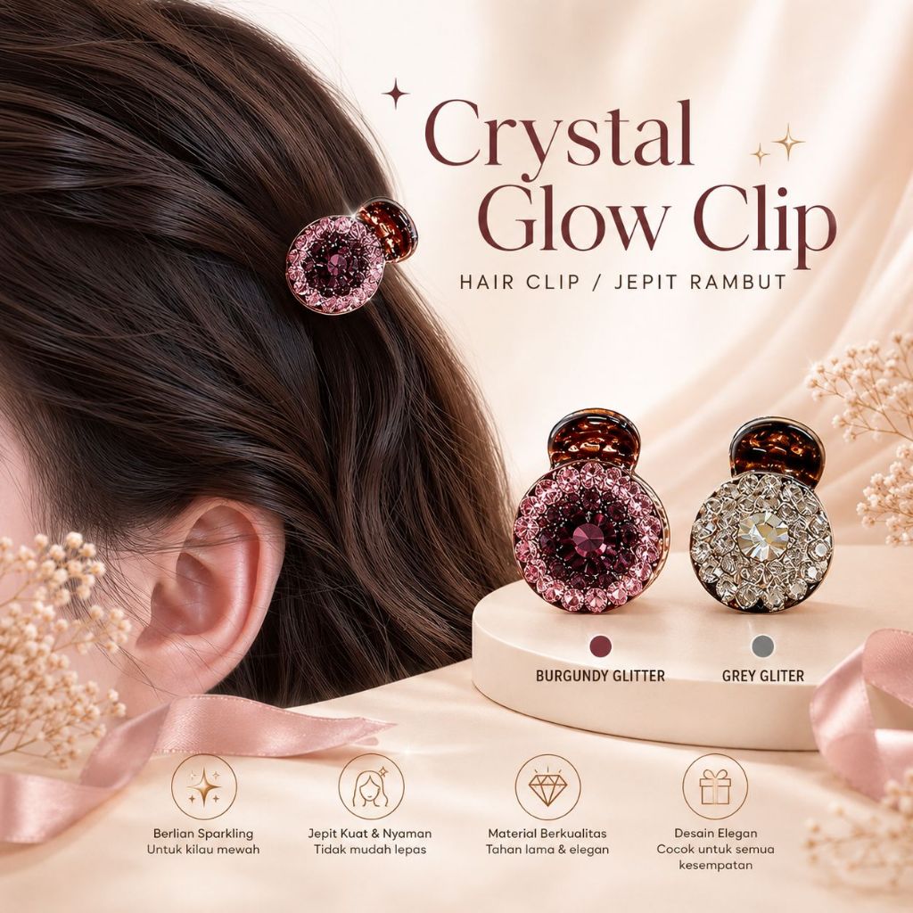 [COD] Blackping - Jepit Rambut Crystal Glitter Elegan Bling - Korean Crystal Glow Hair Clip -  LHS20