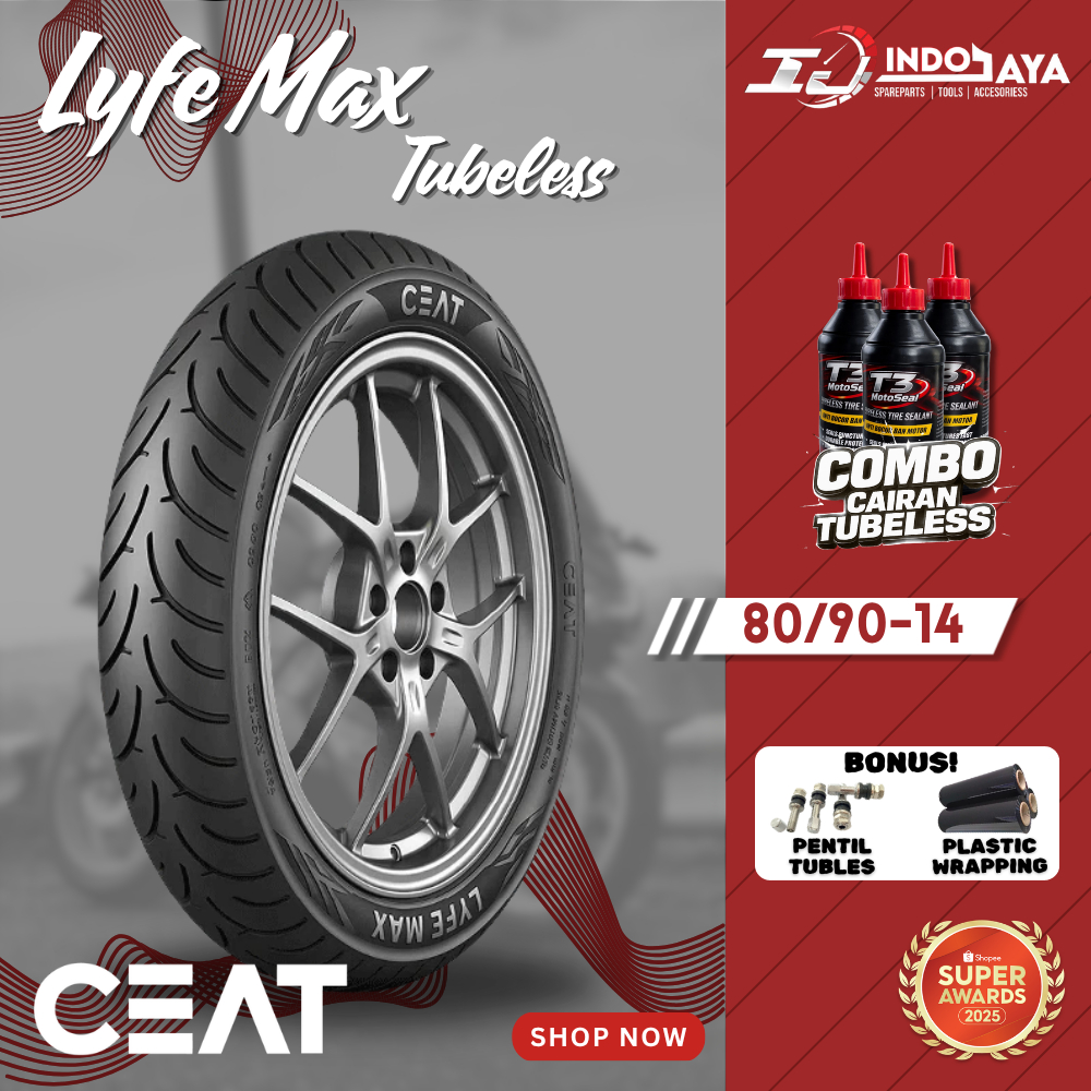 [FREE PENTIL] BAN TUBELESS CEAT LYFE MAX R14 ( 80/90-14 ) BAN LUAR DEPAN BELAKANG RING 14 R-14 TUBLE