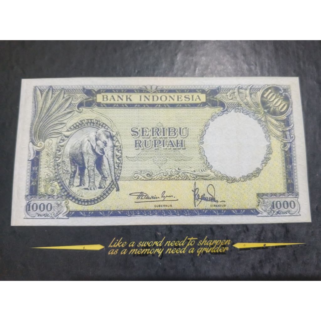 SOUVENIR UANG KUNO 1000 RUPIAH GAJAH