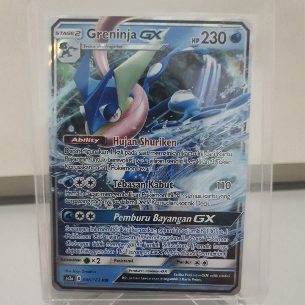 Kartu pokenon Greninja GX 096/183 RR Indonesian Hidden shadows AS3a (ORI)