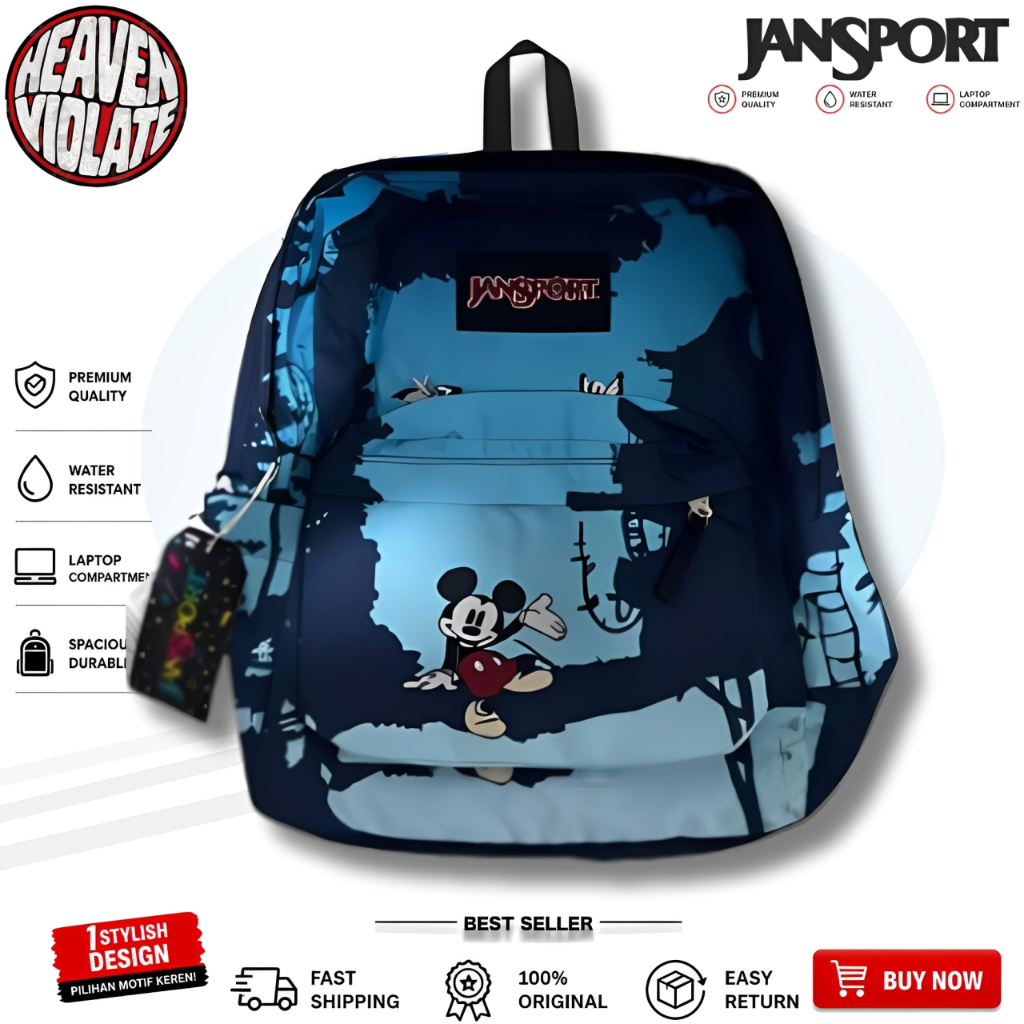[100% ORIGINAL] - JANSPORT TAS SEKOLAH DISNEY MICKEYMOUSE BLUE - TAS JANSPORT ALL COLOUR - TAS JANSP