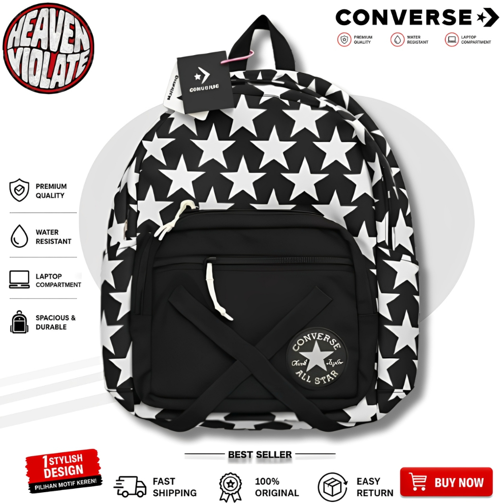 [100% ORIGINAL] TAS CONVERSE ALL STAR BLACK BAGPACK - TAS RANSEL CONVERSE - TAS SEKOLAH - BACKPACK C