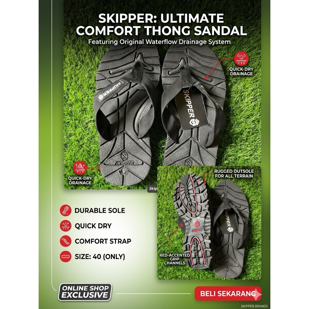 Sandal gunung Skipper pria, Sandal Santai Tampil elegan