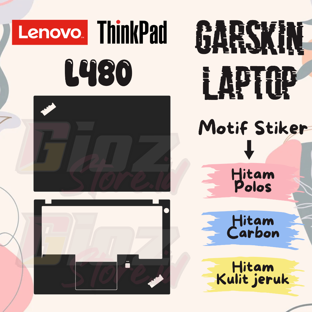 Garskin Lenovo Thinkpad L480 Stiker Laptop hitam doff