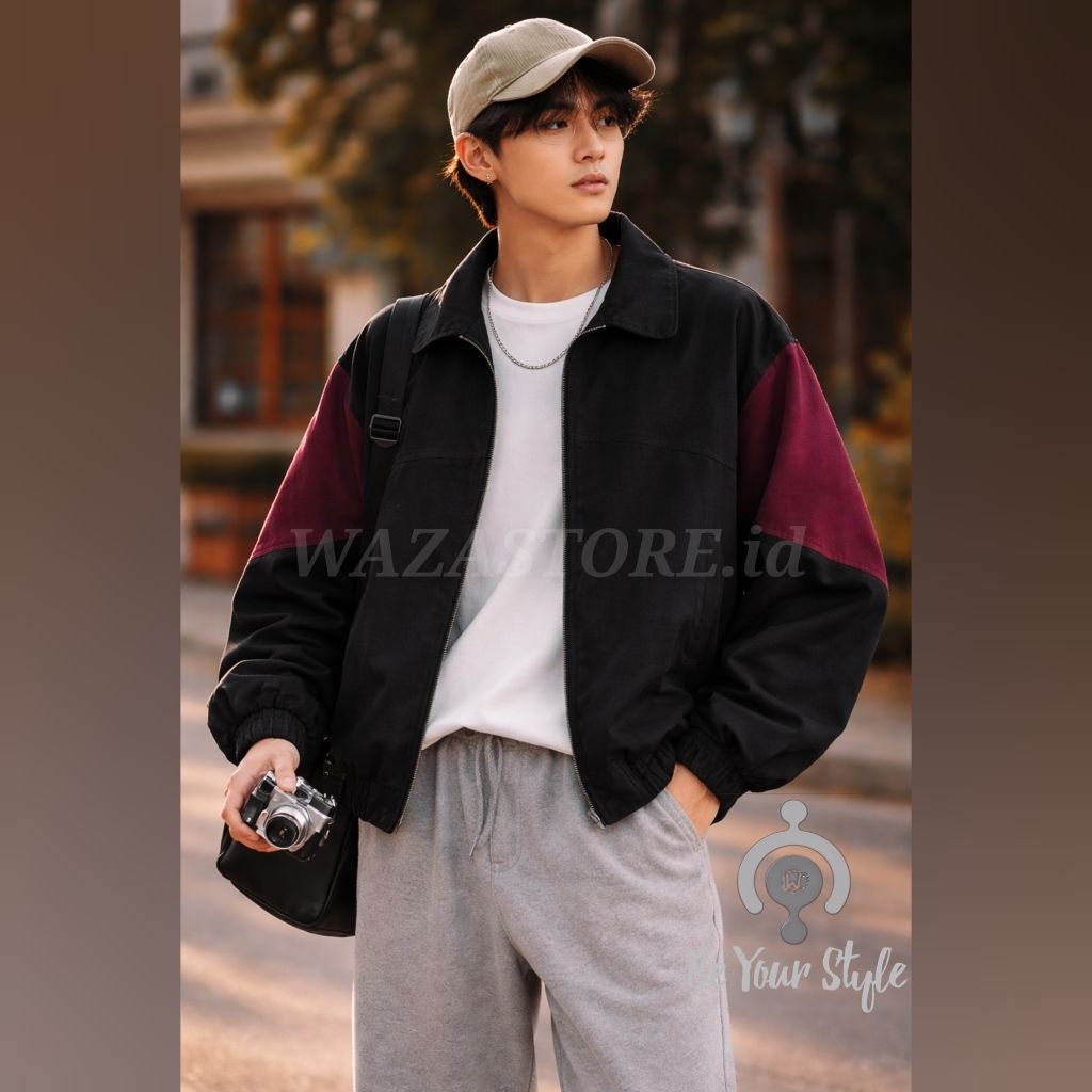 Jaket Tracktop Vintage Windbreaker casual Retro Jaket Pria Dewasa Terbaru Jaket Casual ColorblockJak