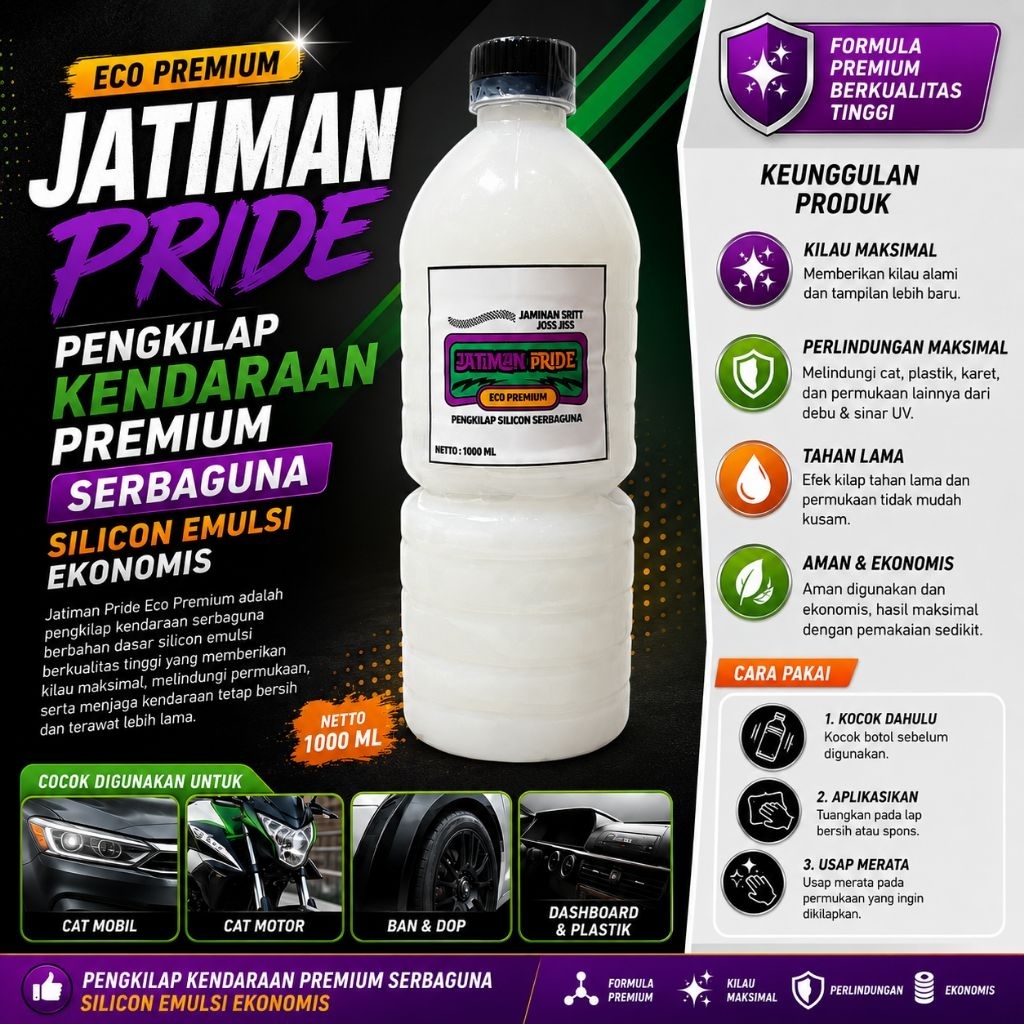 JATIMAN PRIDE SILICON PENGKILAP PREMIUM BODY & SEMIR BAN TERMURAH 1000 ML | EMULSI SILICON ORIGINAL 