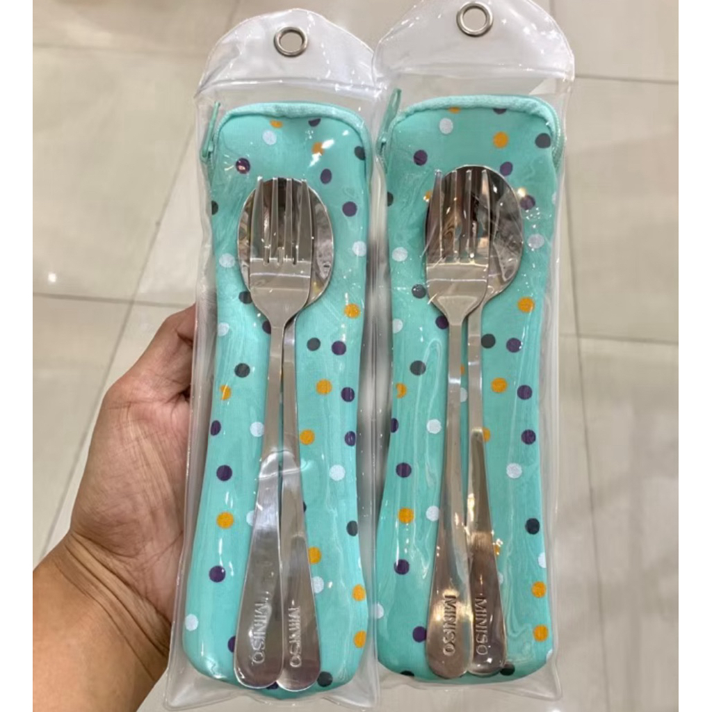 MINISO sendok makan set stainles steel garpu,sendok&sumpit