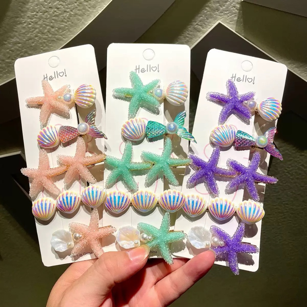 Jepit Rambut Mermaid Jepit Rambut Bintang Laut Isi 5pcs