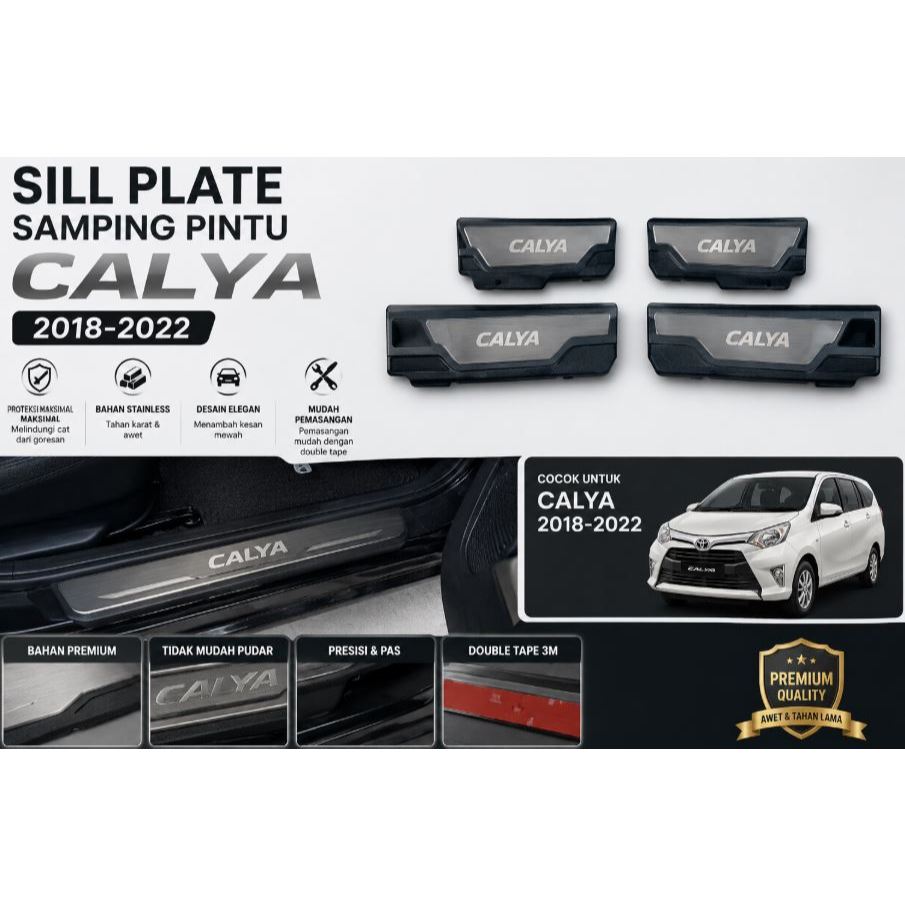 Sill Plate Samping Pintu Calya 2018-2022 | Pelindung Ambang Pintu Anti Gores Aksesoris Toyota Calya
