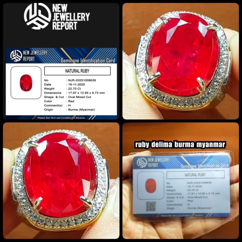 NATURAL batu Ruby delima Burma pigeon blood HQ ya