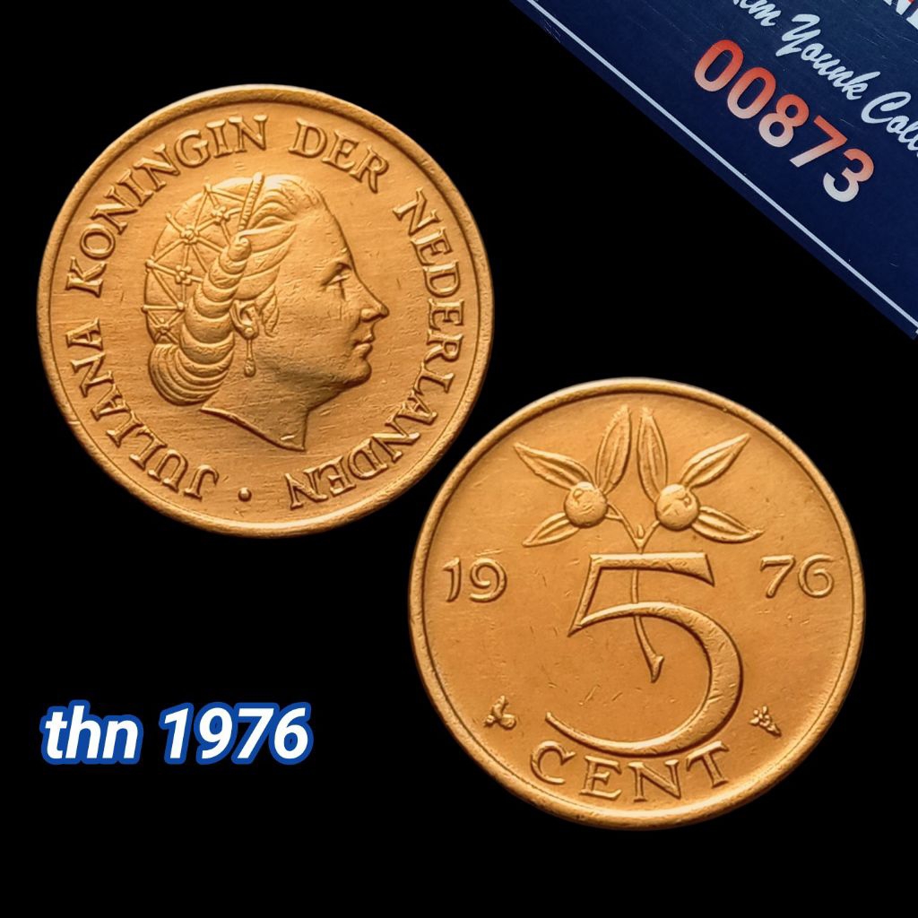 UKA076Coin 5 Cent (BELANDA) Ratu Juliana Thn 1976 Detail Bagus