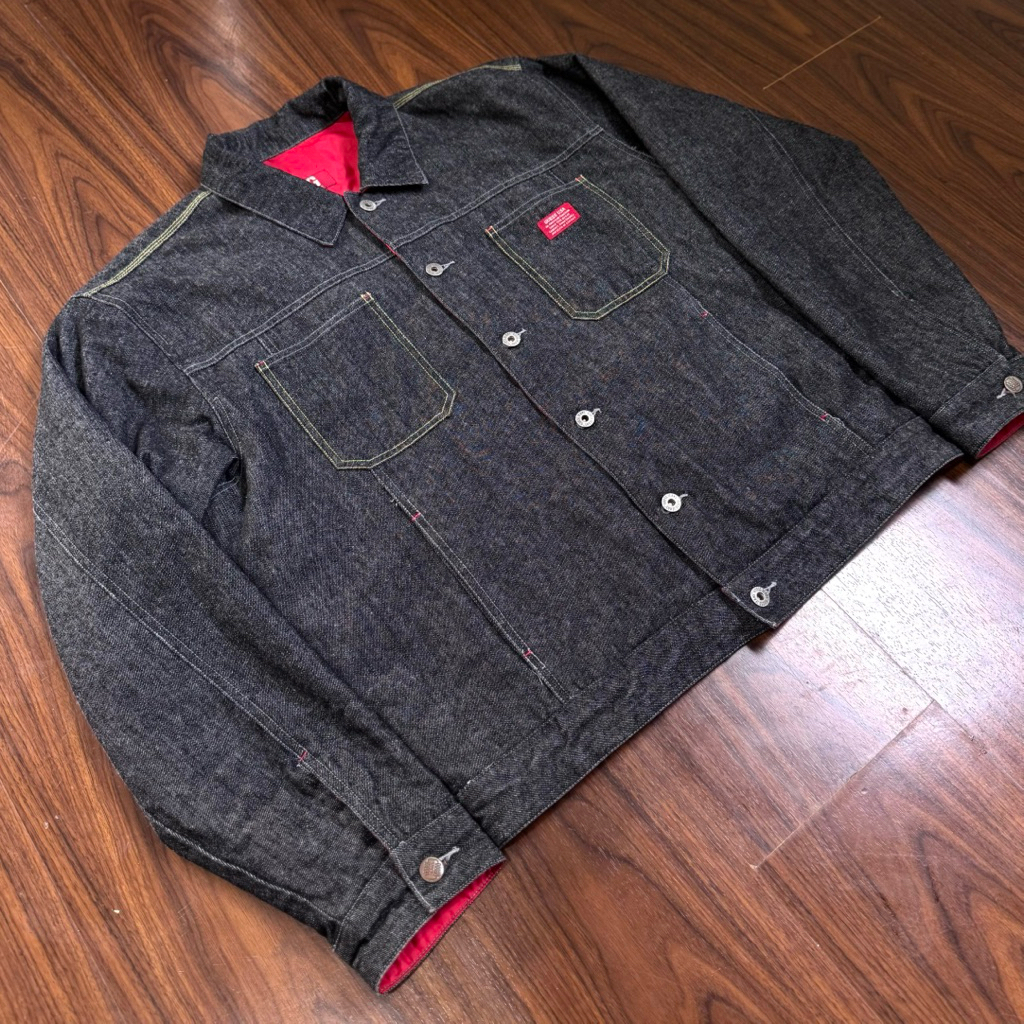 jacket denim guess reversible bolak balik