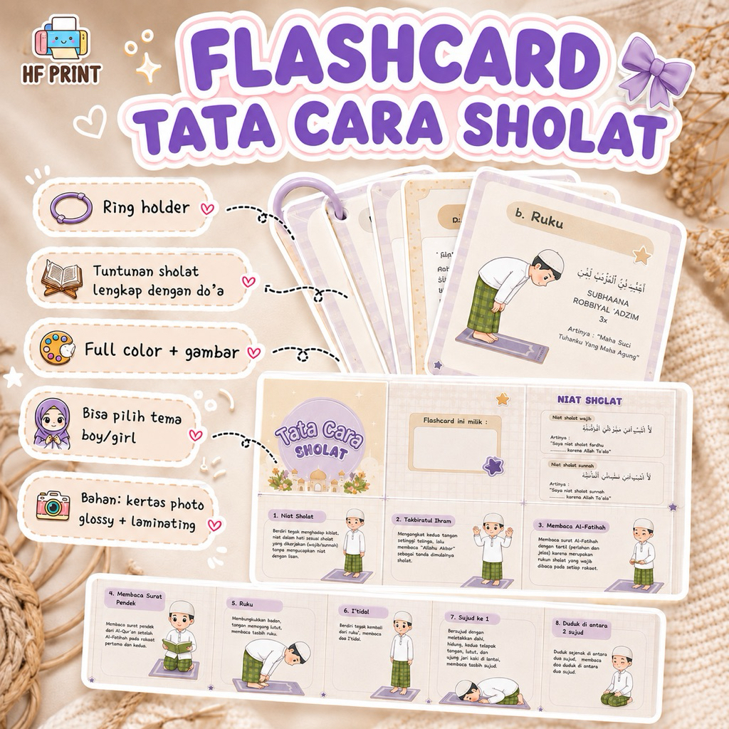FLASHCARD TUNTUNAN SHOLAT LENGKAP // FLASHCARD TATA CARA SHOLAT