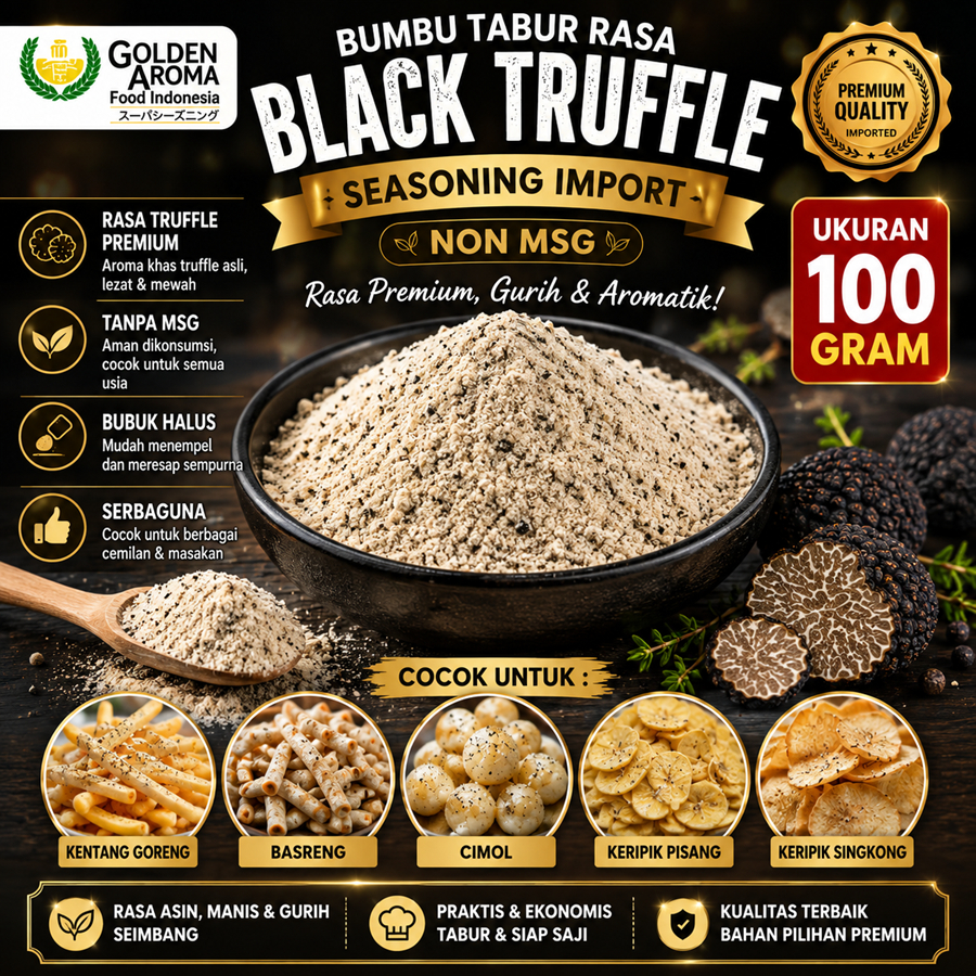 Bumbu Tabur Rasa Black Truffle Seasoning Import NON MSG 100 GR Bubuk Tabur Black Truffle Seasoning I