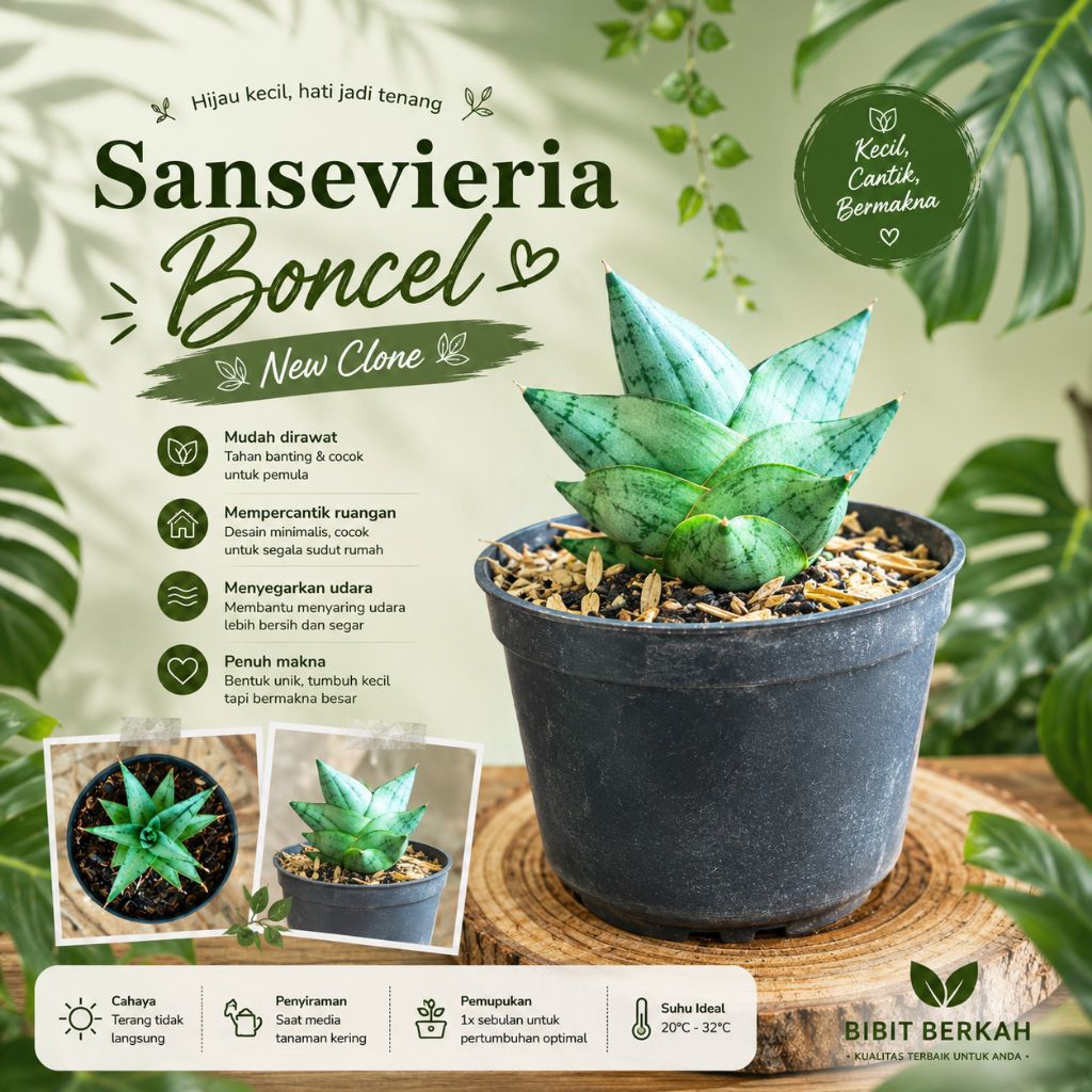 Sansevieria Boncel New Clone / BNC / Bonji / Boncel Mini - Tanaman Hias Sansivera Hybrid Lidah Mertu
