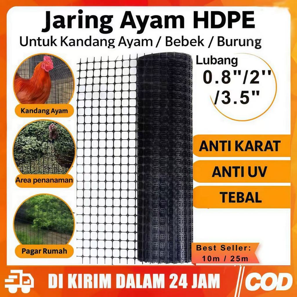 Pagar Jaring Plastik HDPE 3Meter | Jaring Kebun & Tanaman | Pagar Ayam