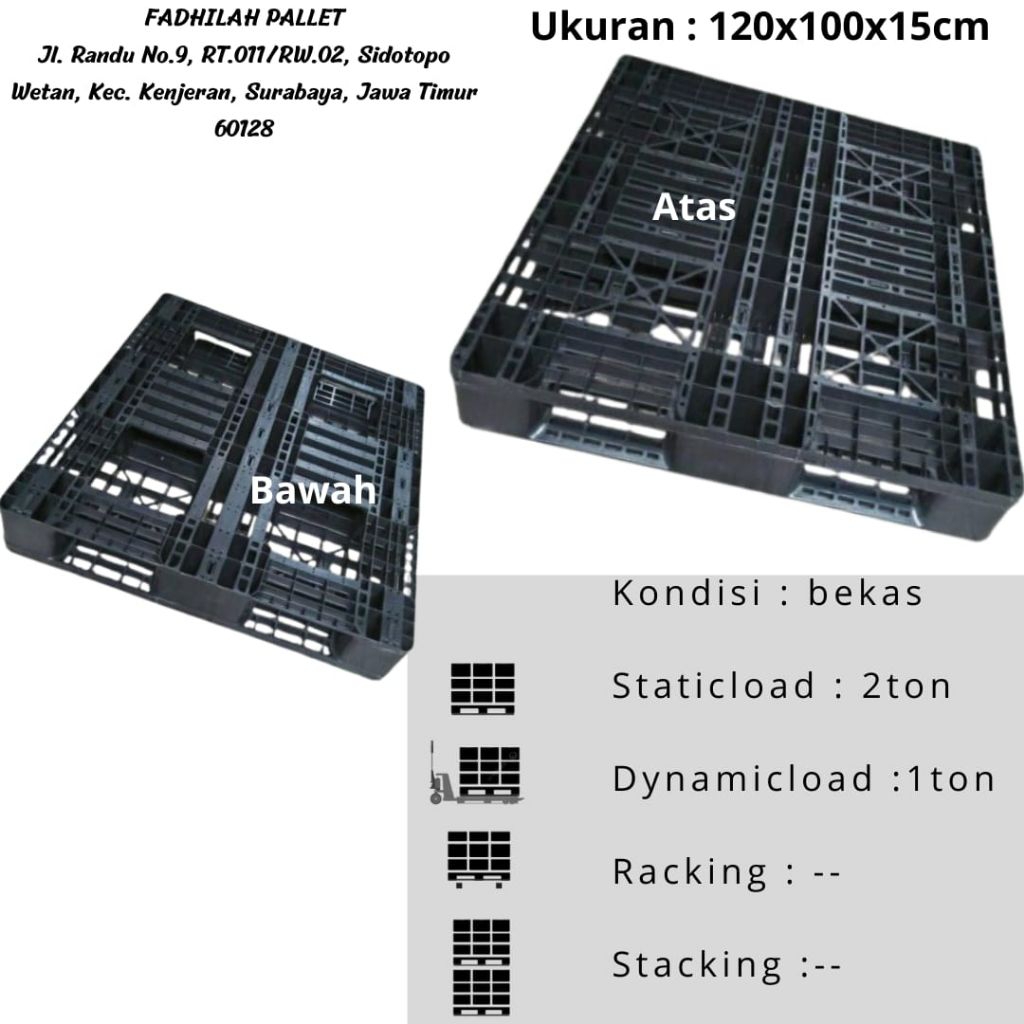 PALLET PLASTIK BEKAS 120X100X15CM PALET PLASTIK BEKAS TATAKAN BARANG GUDANG