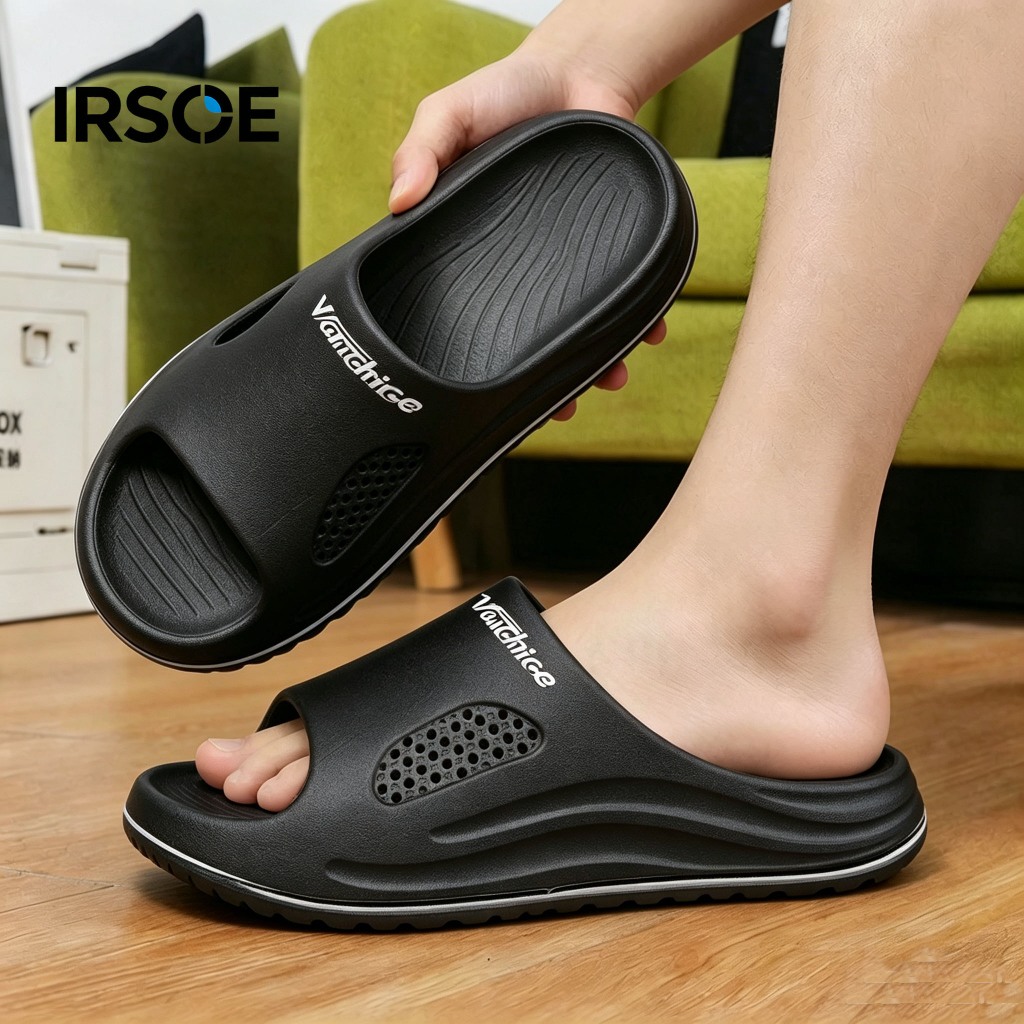 IRSOE Sendal Slop Cowo Sandal Pria Wanita Kekinian Empuk Sendal Laki Jelly Rumah Sepatu Sandal