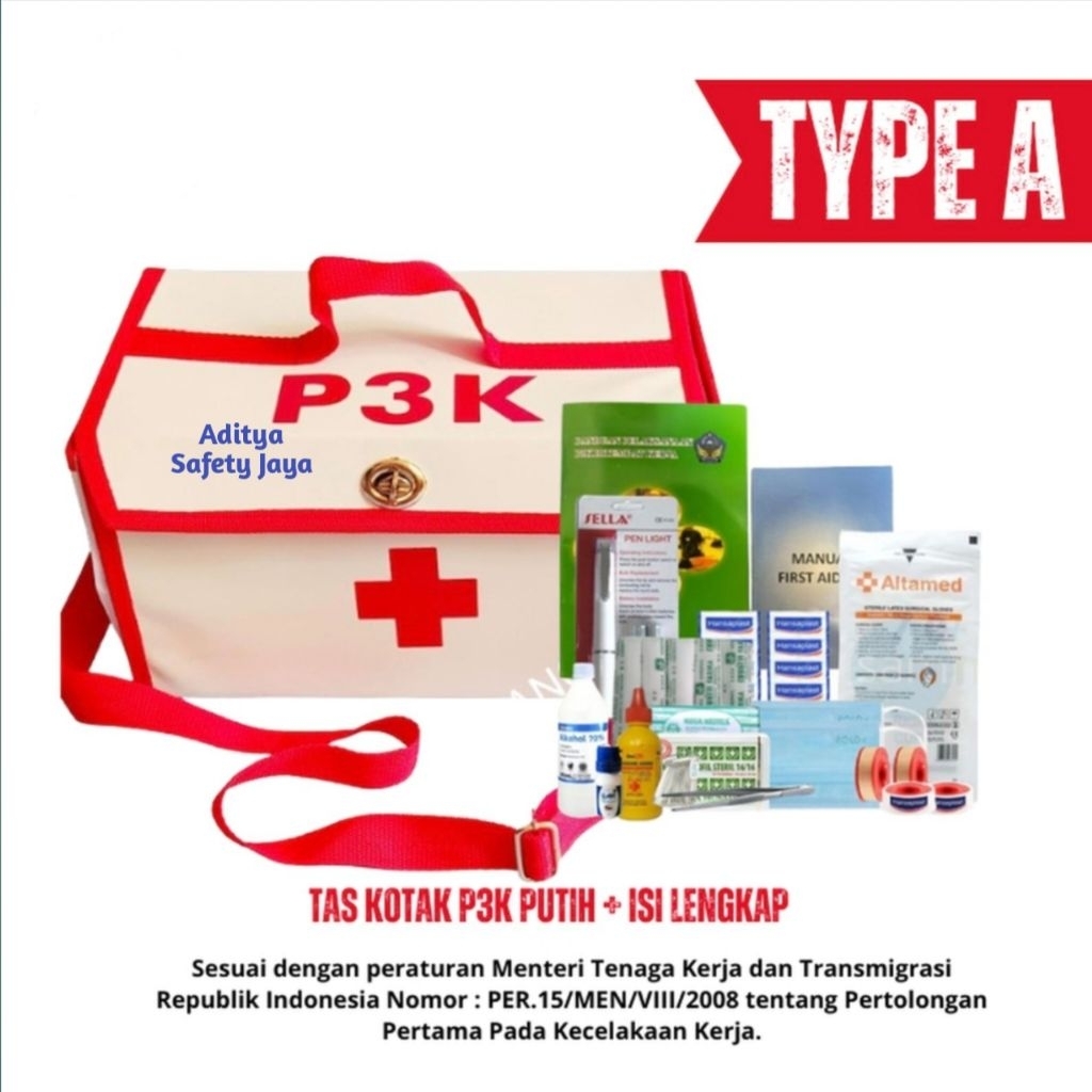 Tas P3k Jinjing Putih - Tas Selempang P3k Putih Lengkap Dengan Isi Berstandar