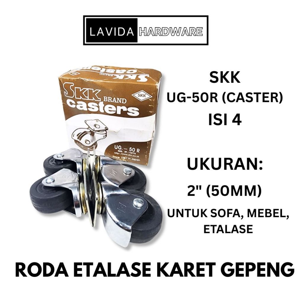 [1 SET / 4PCS] RODA KARET GEPENG SKK UG 50R  50MM 2 INCH RODA ETALASE MEBEL FURNITURE