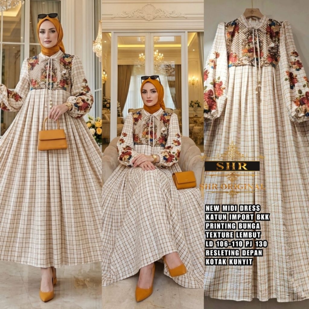SHR MIDI DRESS  KATUN DADA KOTAK SHR VIRAL