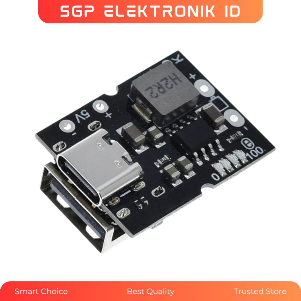 Modul Power Bank USB Type-C Fast Charger Step Up Baterai 18650 Lithium 5V 2A Modul Powerbank Tipe C 
