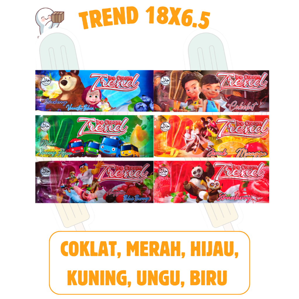 100 Pcs Plastik Es Loly Warna Warni Kemasan Kantong Plastik Es Lilin Mambo Pensil Karakter