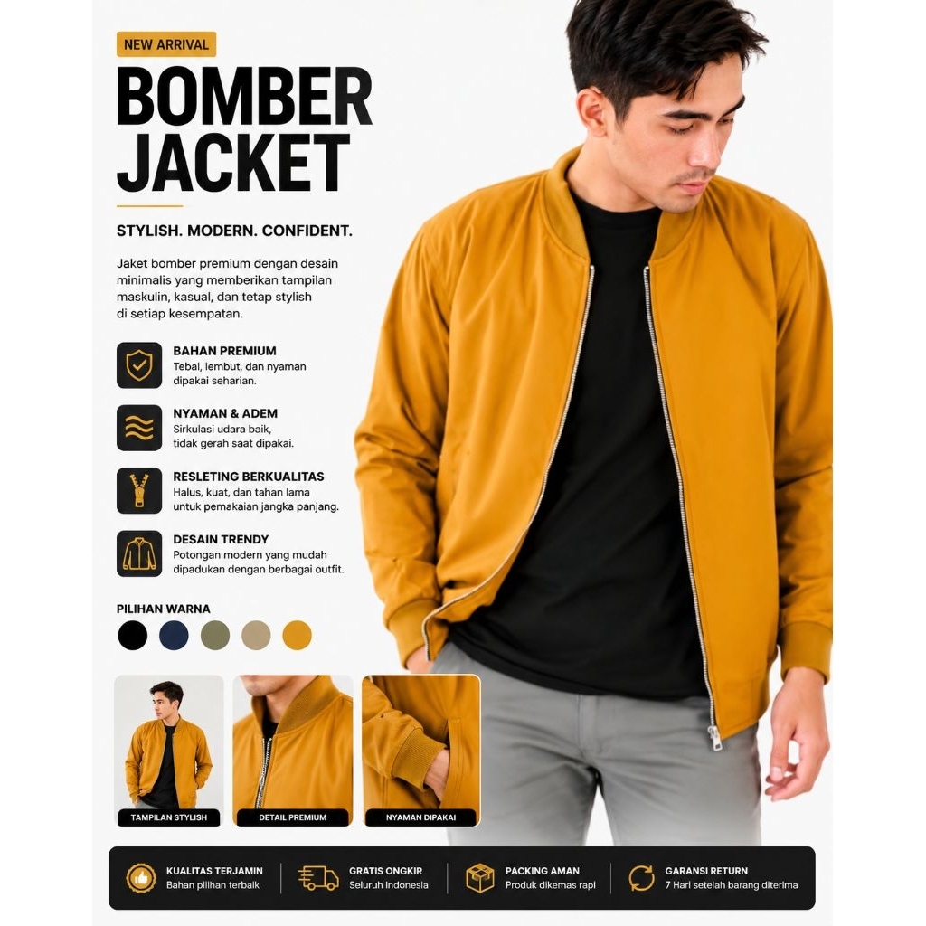 JAKET BOMBER CANVAS PRIA / BOMBER DELUXE/ JACKET CANVAS PREMIUM