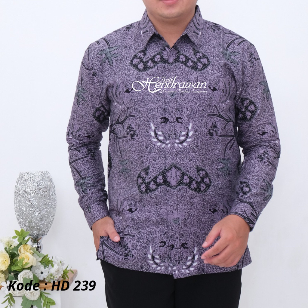 Batik Hendrawan Kemeja Batik Pria Solo Modern Lengan Panjang Lapis Furing Bahan Katun Premium HD 239