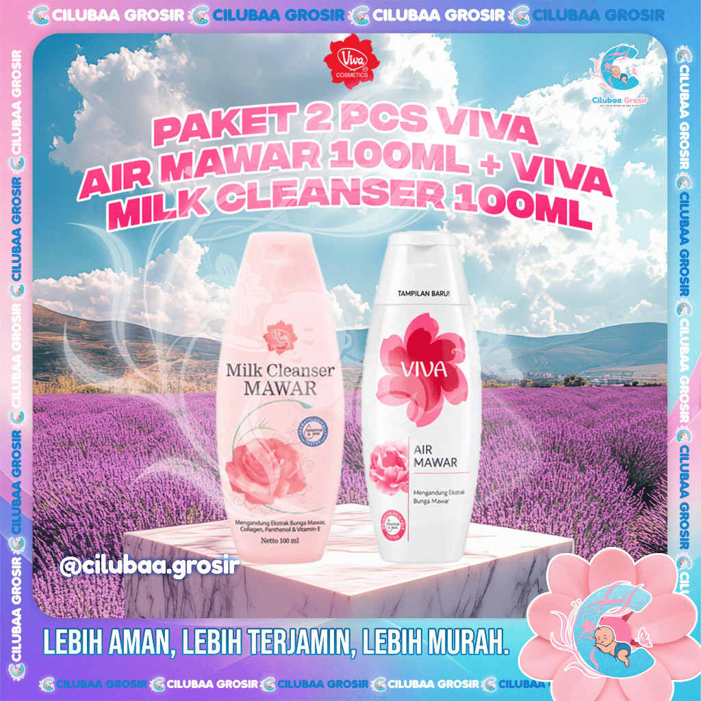 PAKET 2 PCS VIVA Air Mawar 100 mL + VIVA Mlik Cleanser Mawar 100 mL