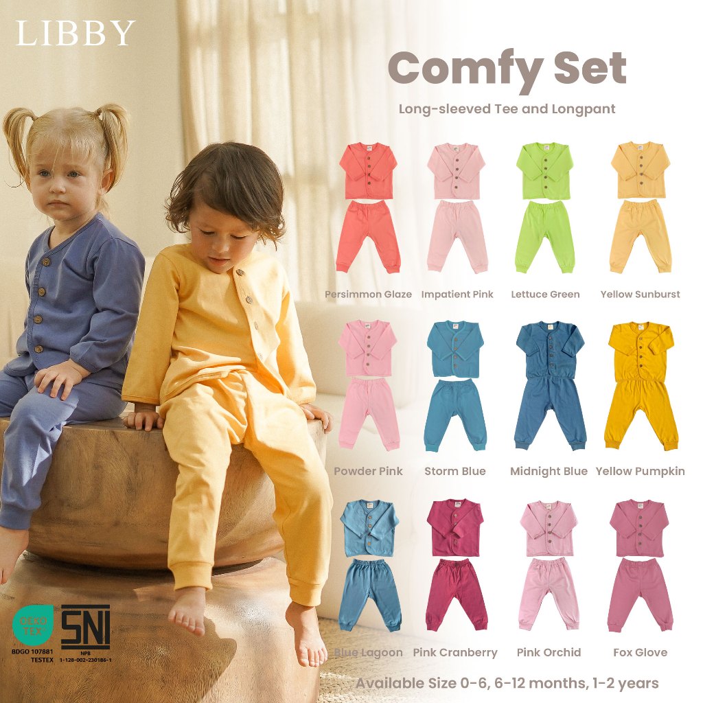 LIBBY Piyama Bayi-Setelan Panjang Bayi-Baju Tidur Bayi-LIBBY EARTH COMFY SET (1 Stel)