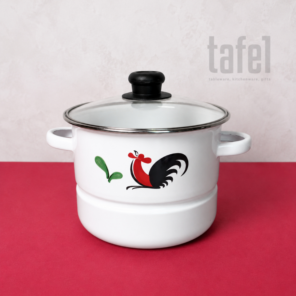KEDAUNG Panci Enamel Kukusan Dandang Ayam Jago Kukuruyuk