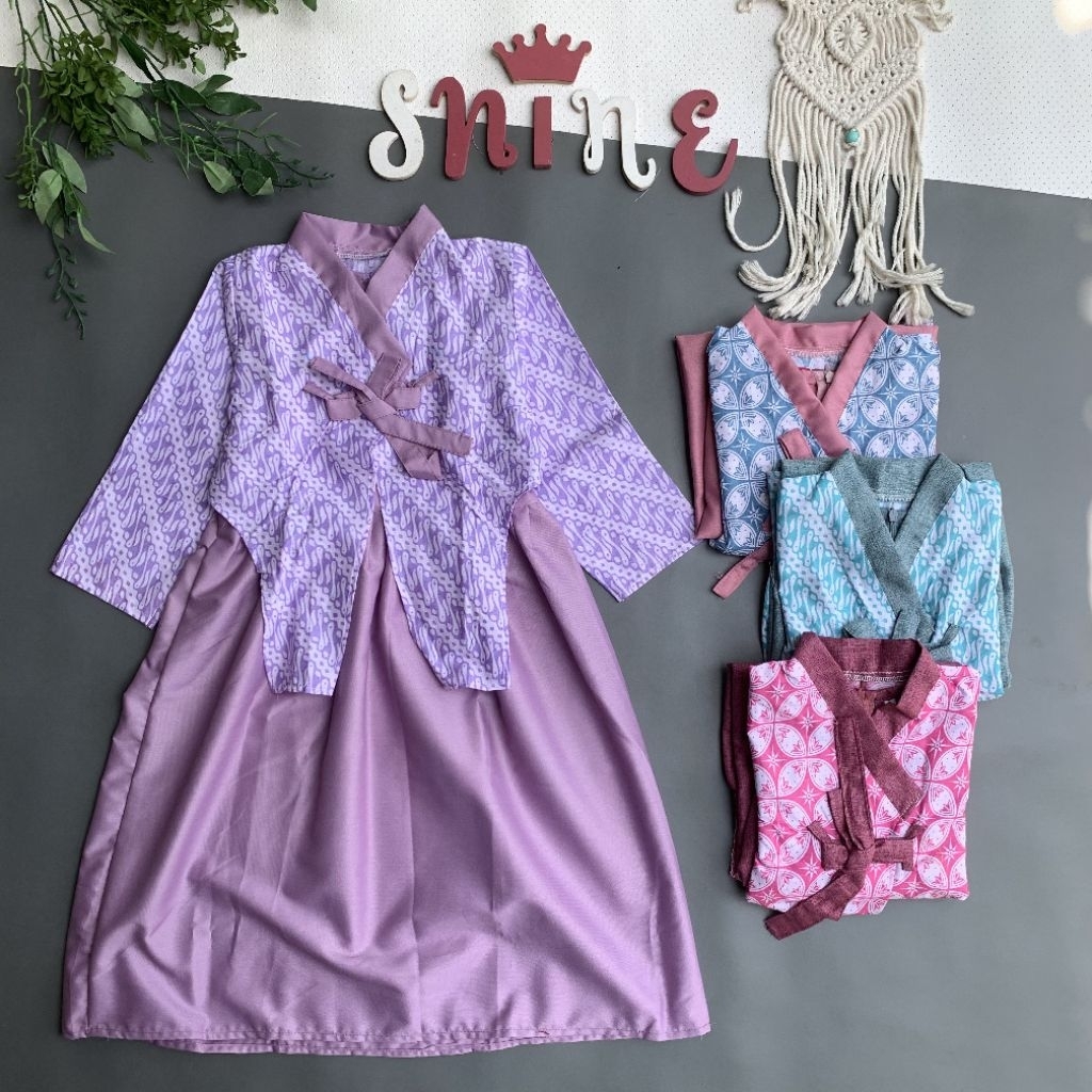 SHINE BATIK Gamis Dress Batik Anak Yunita Model Hanbok Rompi Lepas Pasang Model Modern Dan Cantik