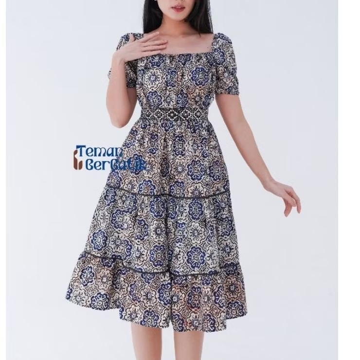 Fiona Dress - Blue - Batik Cap Dress