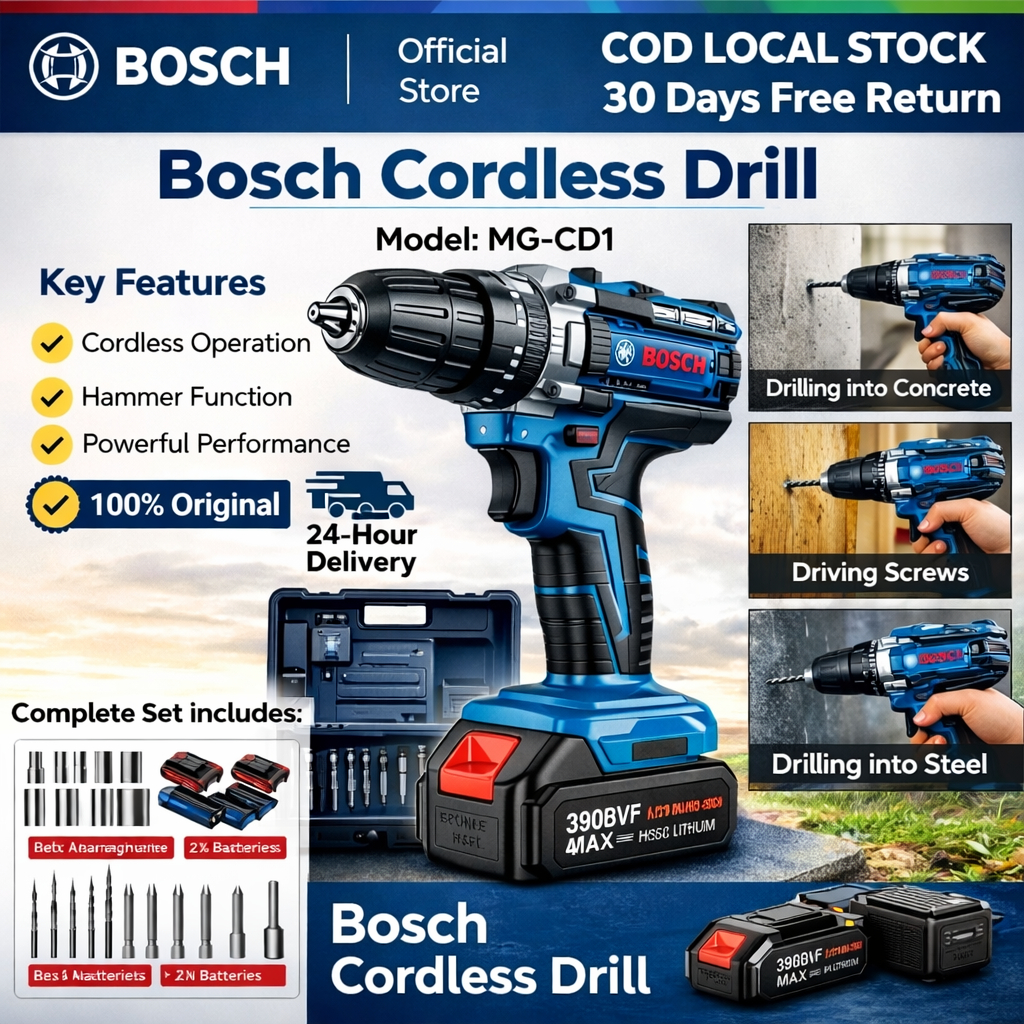 Bor Listrik Bosch 1288V Bor Impak 288V Tanpa Kabel Bor Impak Baterai untuk Besi Beton Dinding Kayu M