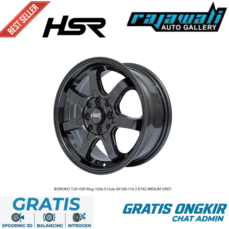 VELG 15 BOROKO TJH LEBAR 6,5 PCD 4X100 4X114,3 GREY RING 15 BUAT BRIO AVANZA XENIA LIVINA CALYA JAZZ