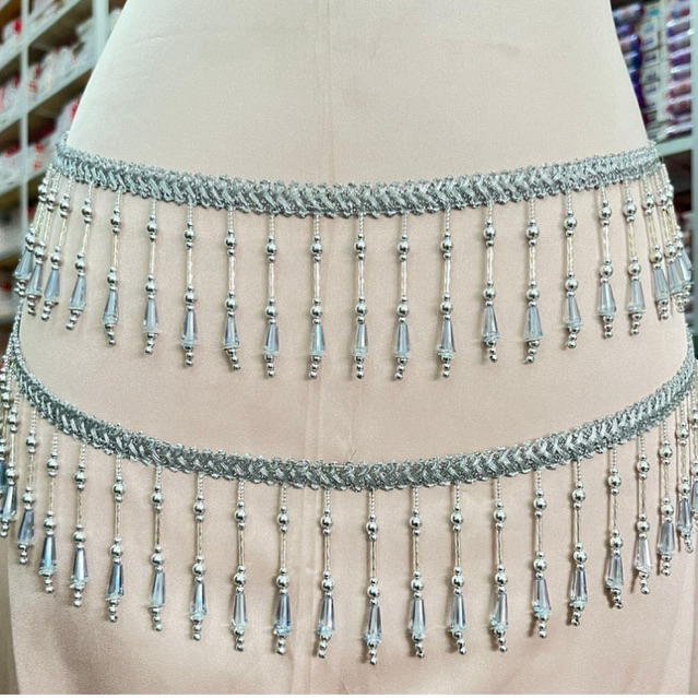 renda juntai rumbai baju bodo silver premium per setenga meter