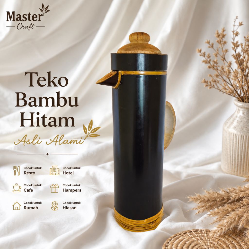 Teko Bambu Hitam Asli Premium | Teko Minum Tradisional Unik | Estetik Handmade