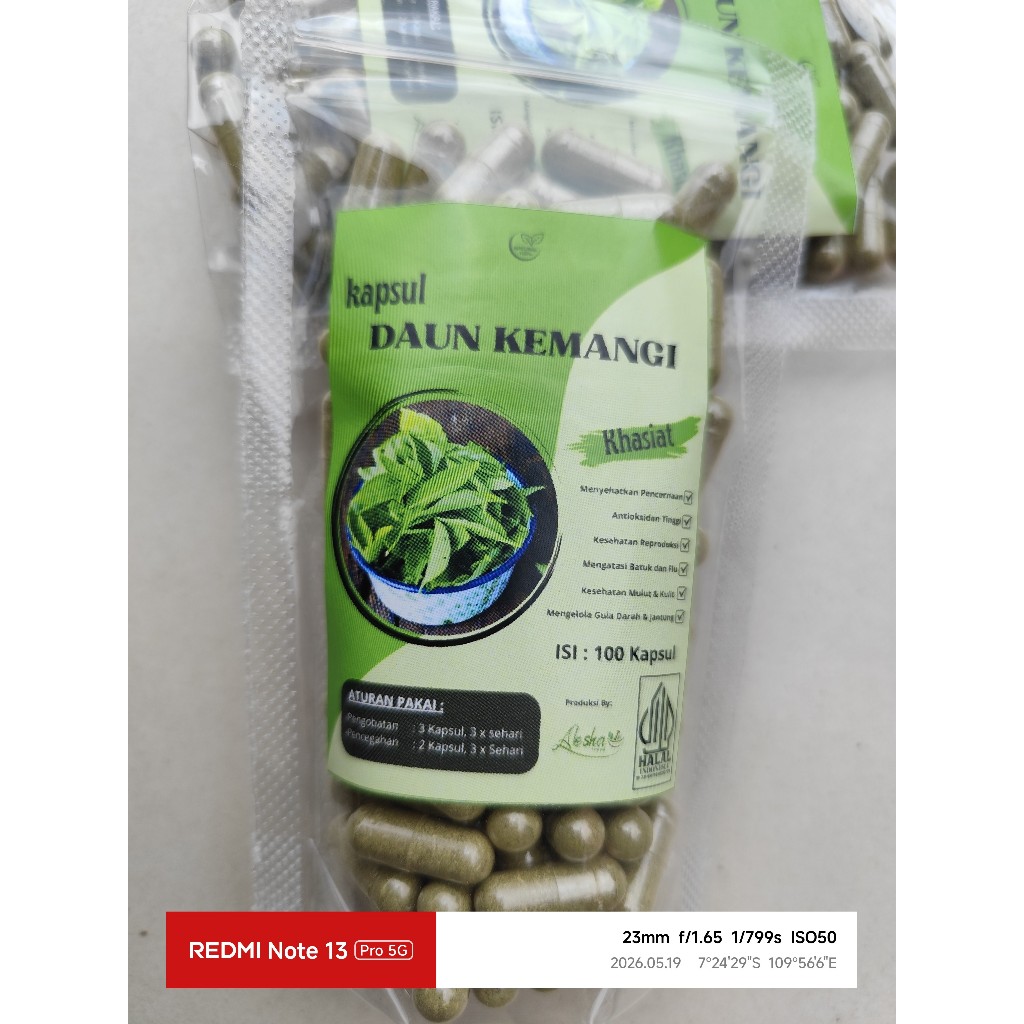 Kapsul daun kemangi murni isi 100
