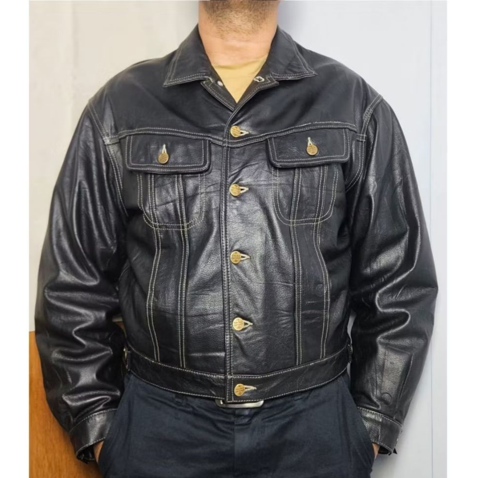 Vtg SABORE By Chevignon Leather Western Trucker Jacket X Jaket Kulit Levis Lee Wrangler Schott Vanso
