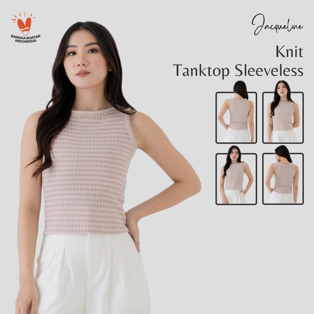 Jacqueline Tank Top Sleeveless Knit Wanita Motif All Size Atasan Baju Rajut Cewek Casual