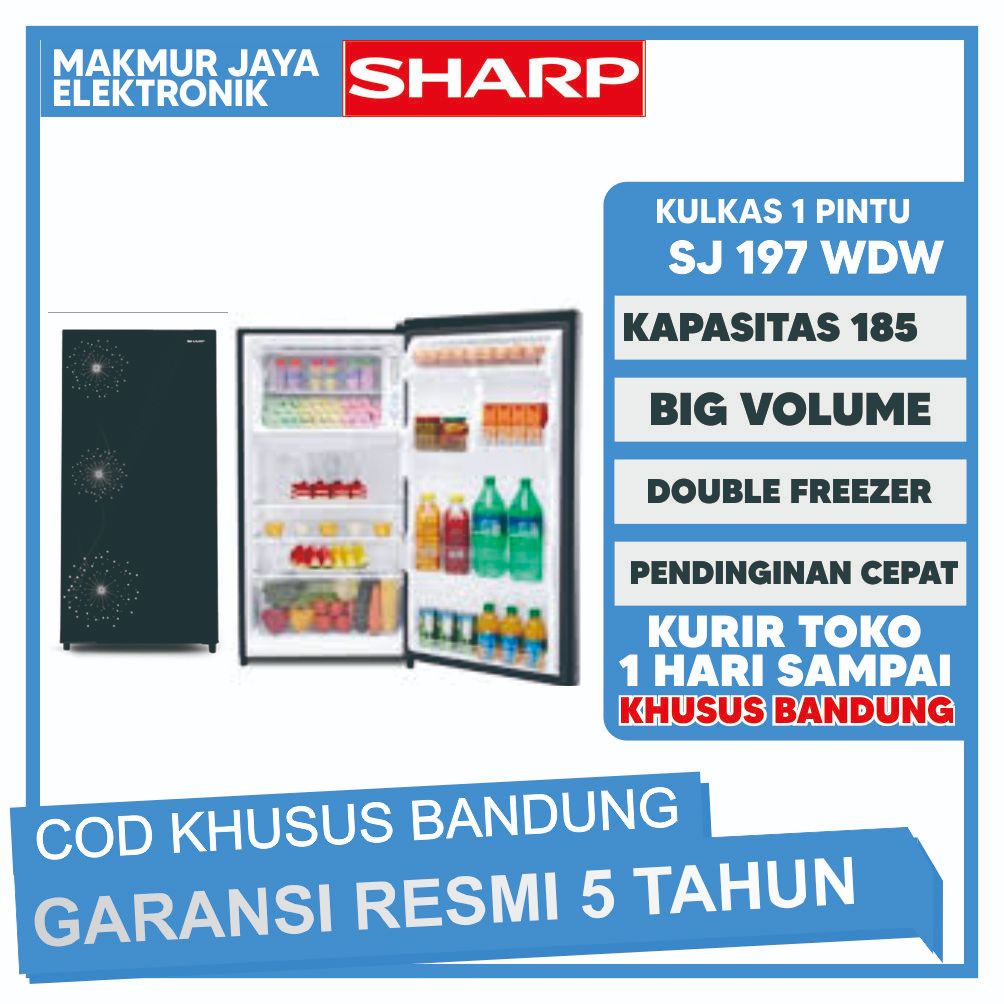 LEMARI ES 1 PINTU SHARP SJ-X197W-DW BIG FREEZER KULKAS SHARP SJX 197 W