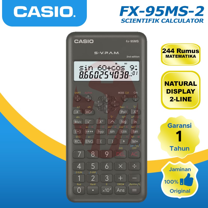 Casio FX 95 MS-2 Kalkulator Scientific 244 Fungsi Matematika