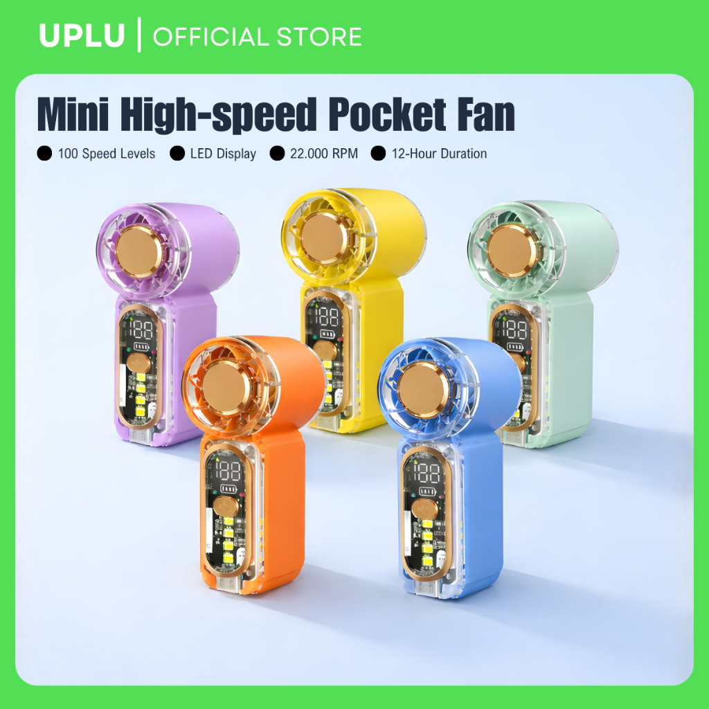 UPLU 22000RPM 100 Gear Mini Pocket Turbo Fan LED Display USB Rechargeable Fan