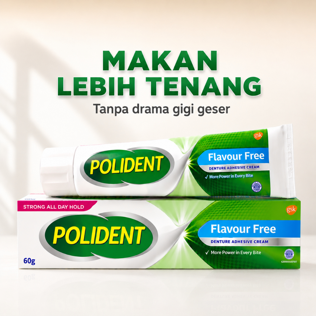 Polident Perekat Gigi Palsu 60gr Lem Gigi Tiruan Original Kuat 12 Jam Apotek Resmi BPOM Fresh Mint